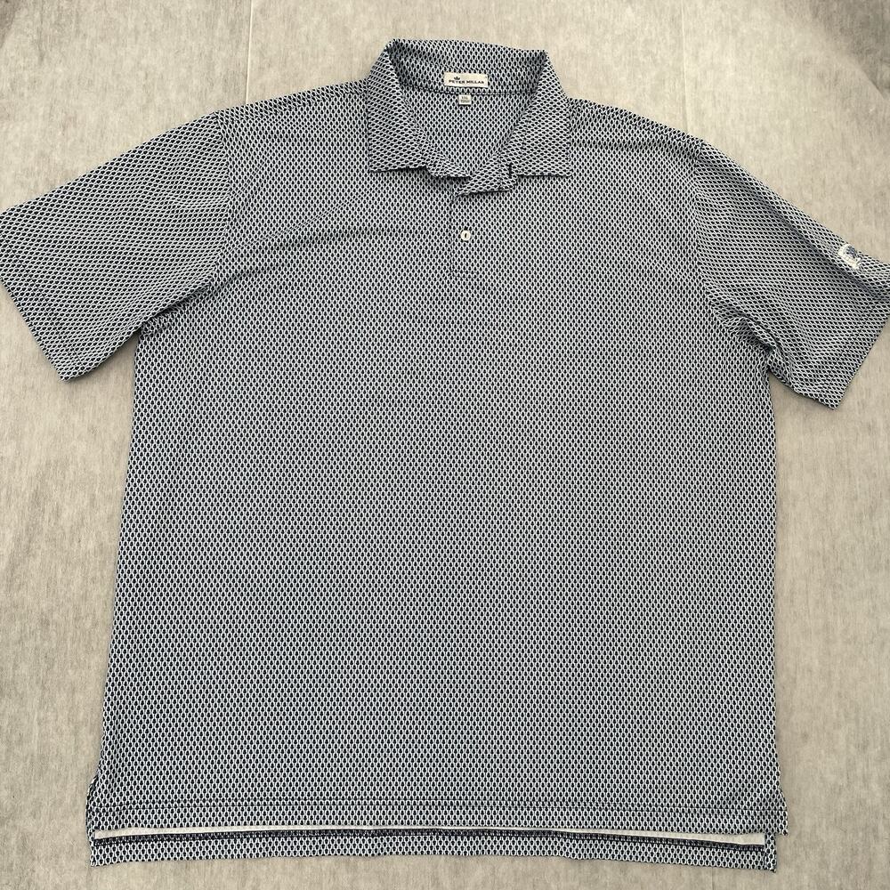 Peter Millar Shirt Adult 2XL Blue Polo All Over Print Guitar Gator Creek Golf